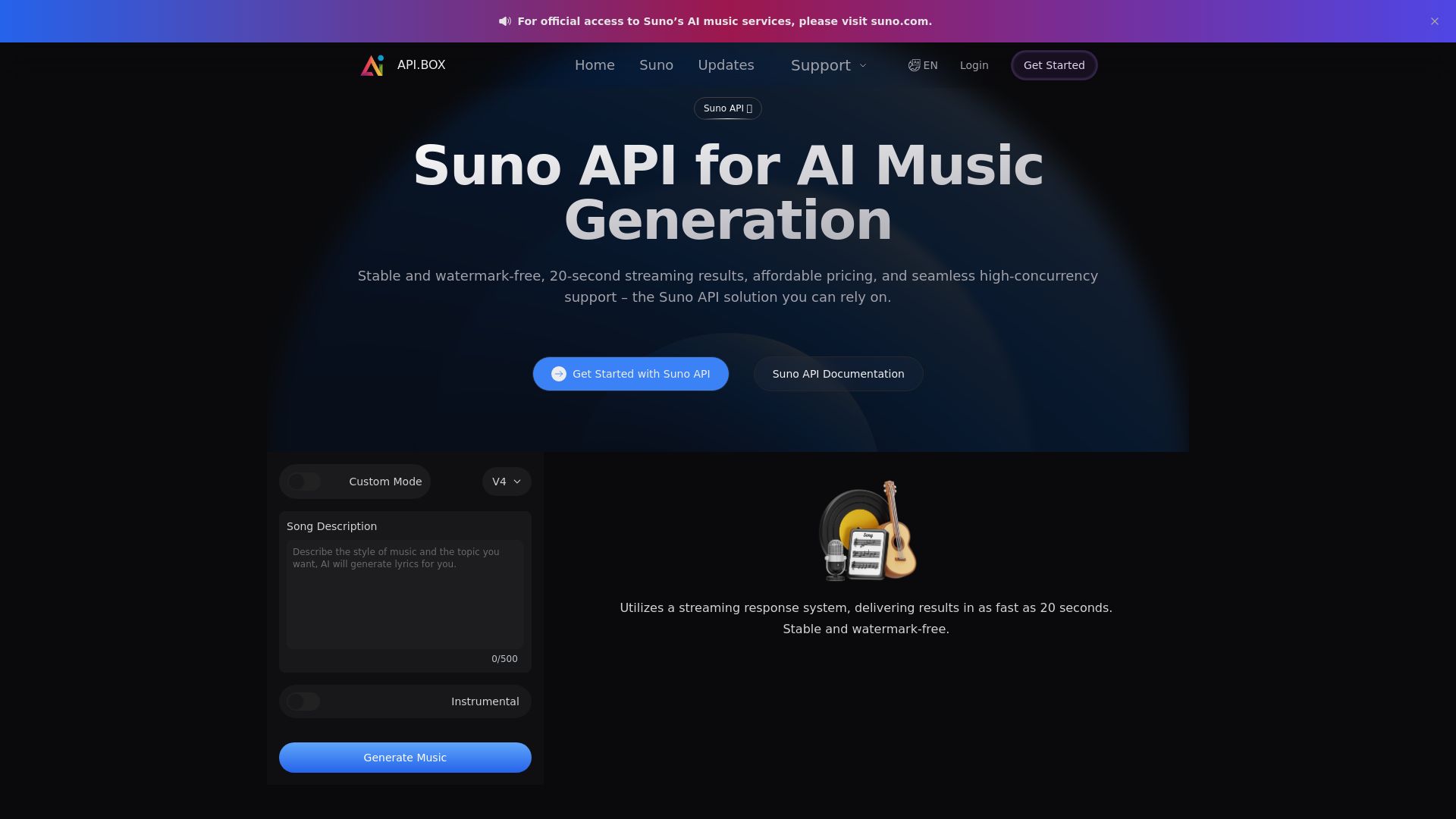 API.box: Suno API for AI Music Generation (Unofficial)