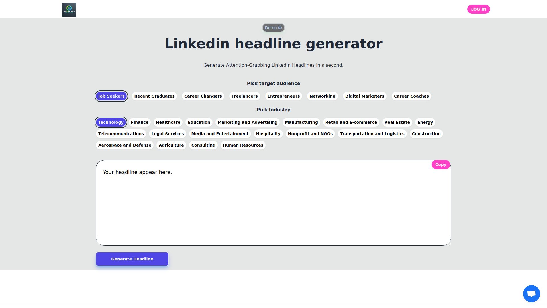 Imagetoprompts LinkedIn Headline Generator