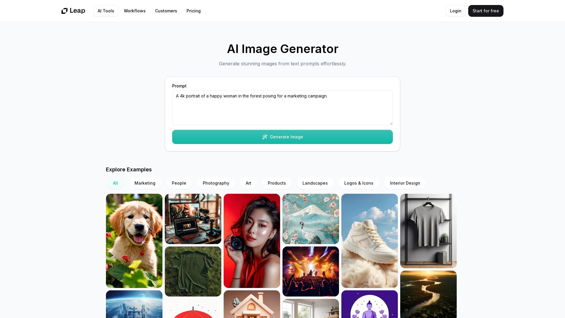 Leap AI Image Generator / Image Generation / Best tools - GoGetGPT.com