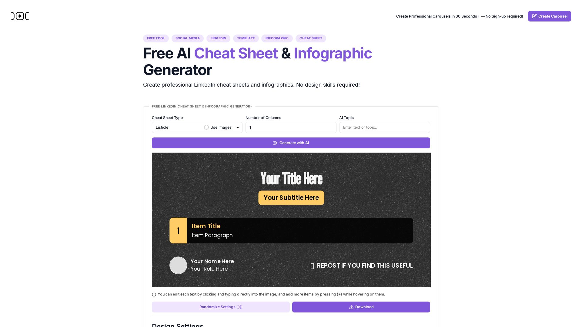 AI Cheat Sheet & Infographic Generator / AI Infographic Generator