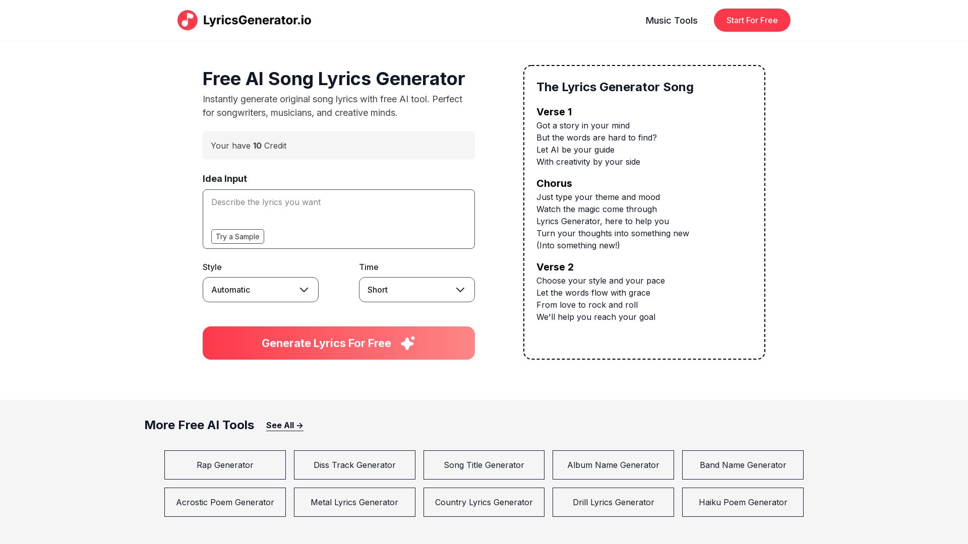 AI Lyrics Generator