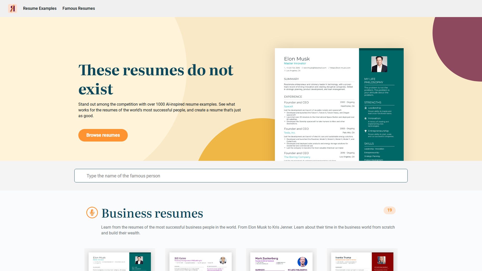 ChatGPT Famous Resumes