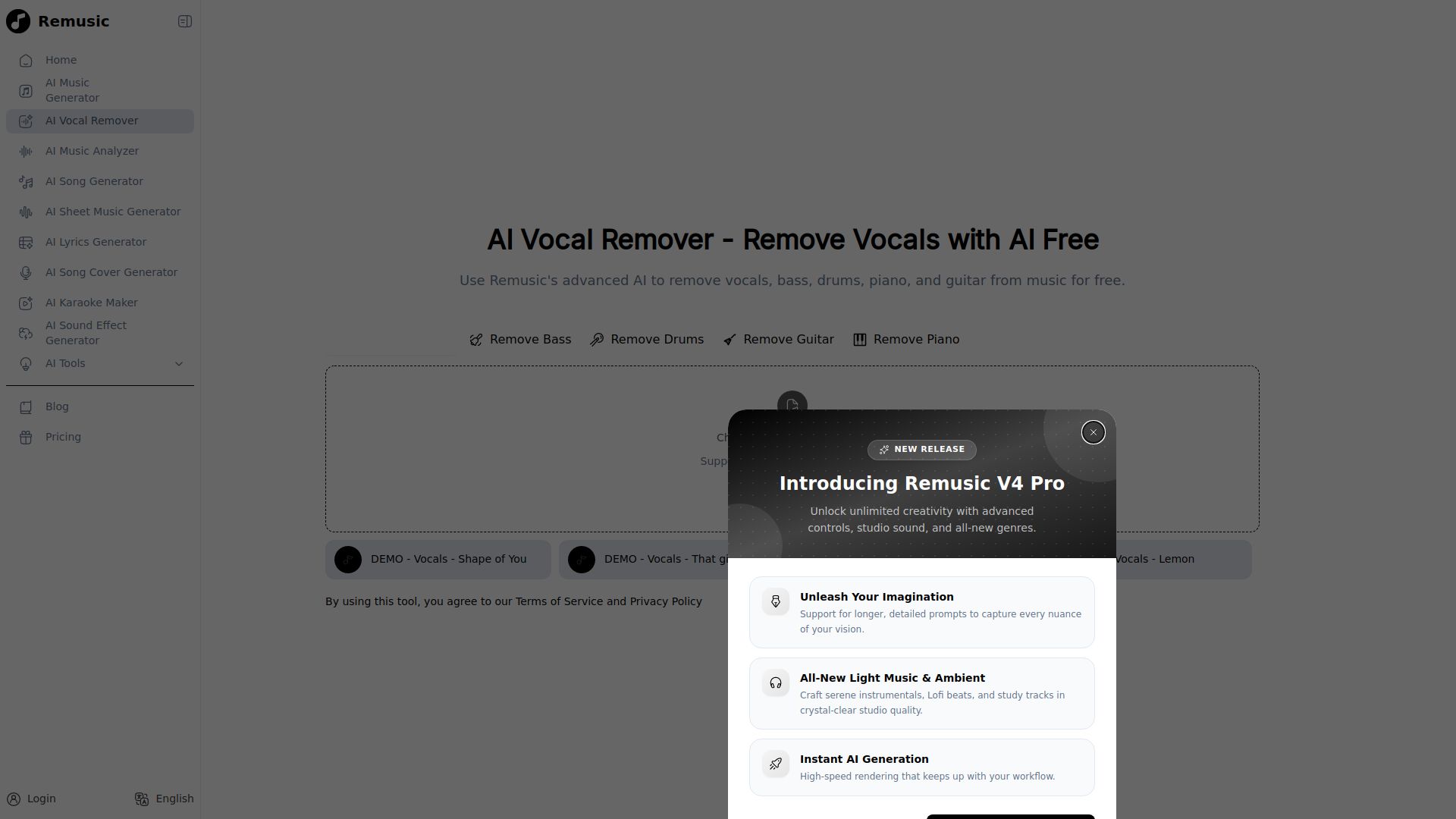 AI Vocal Remover