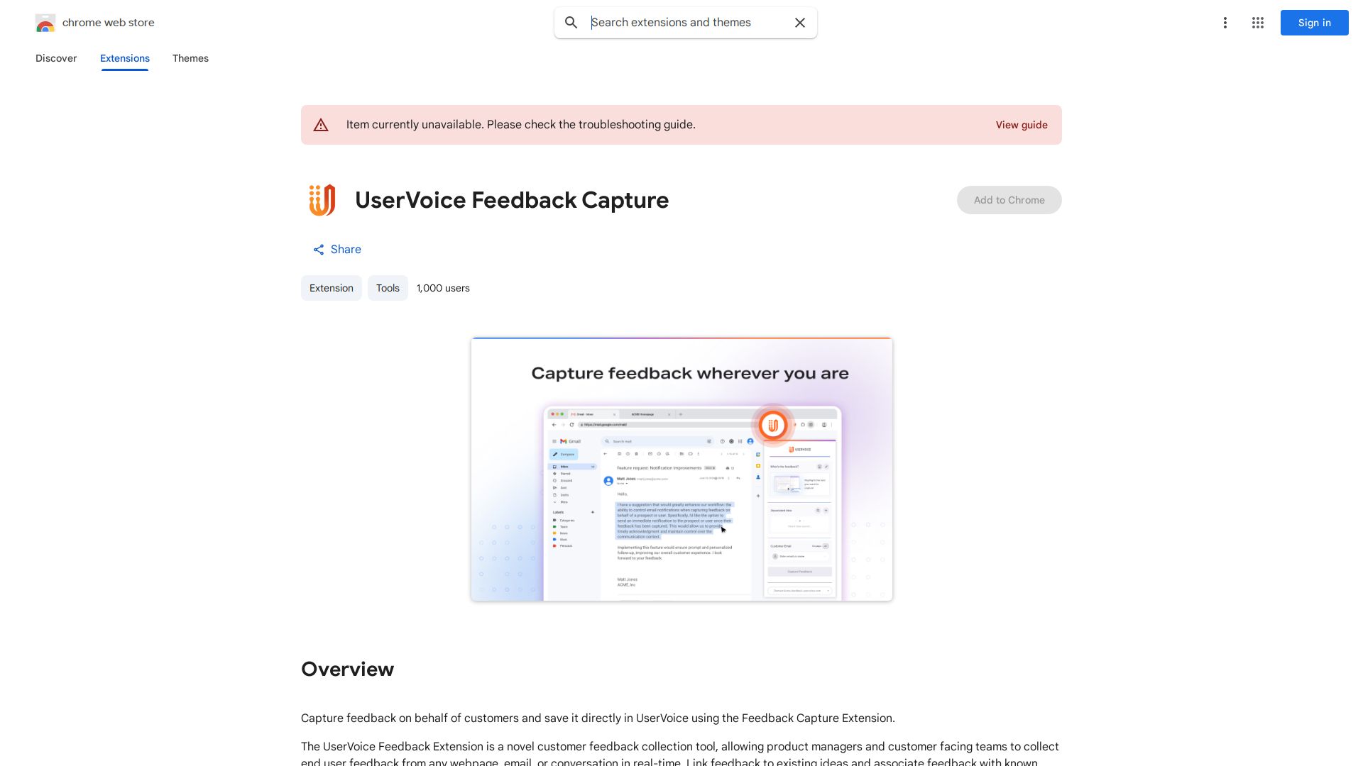 UserVoice Feedback Extension