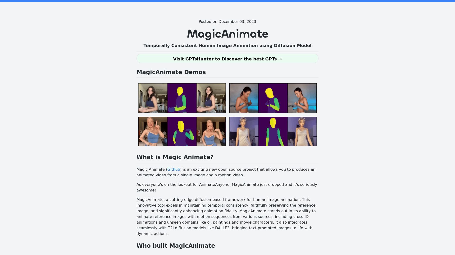 MagicAnimate Playground
