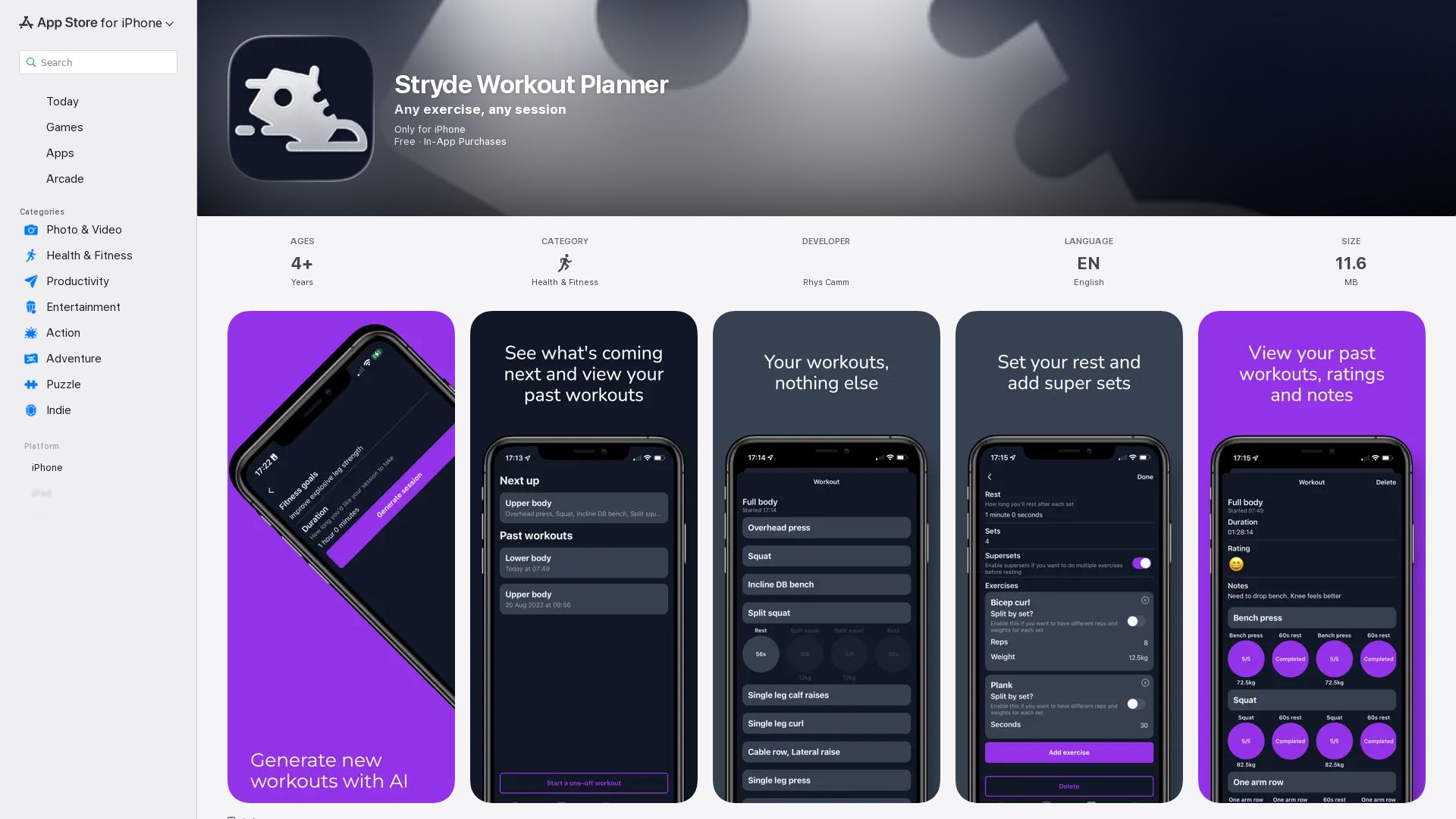 Stryde Workout Planner