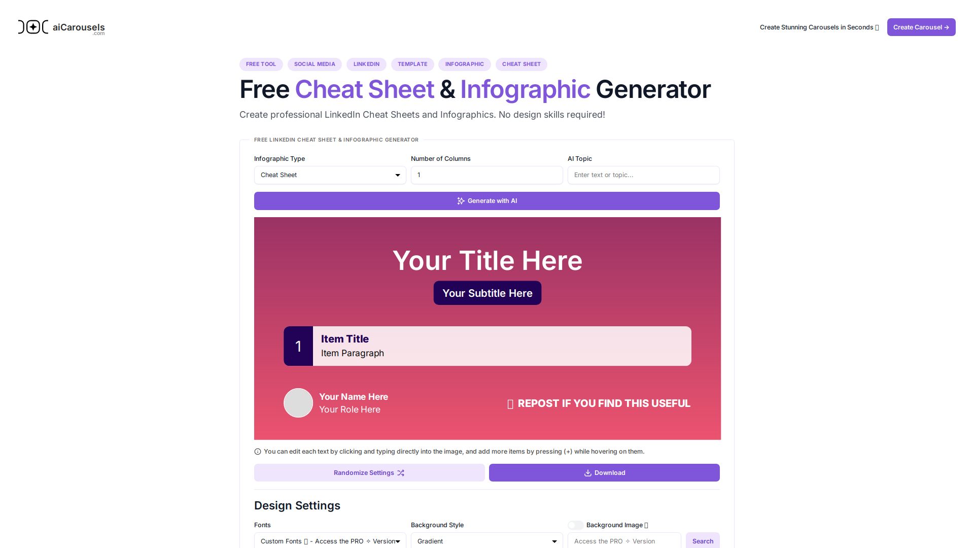 AI Cheat Sheet & Infographic Generator