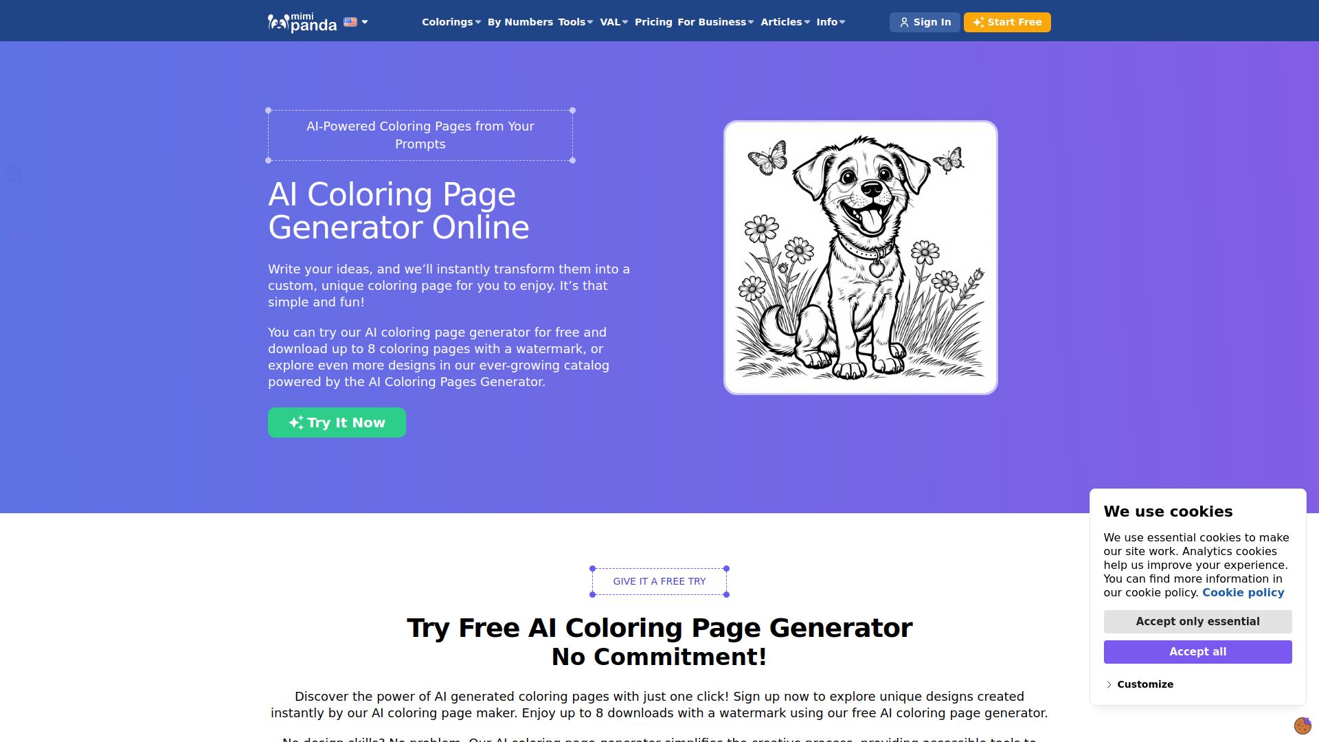AI Coloring Page Generator by Mimi Panda