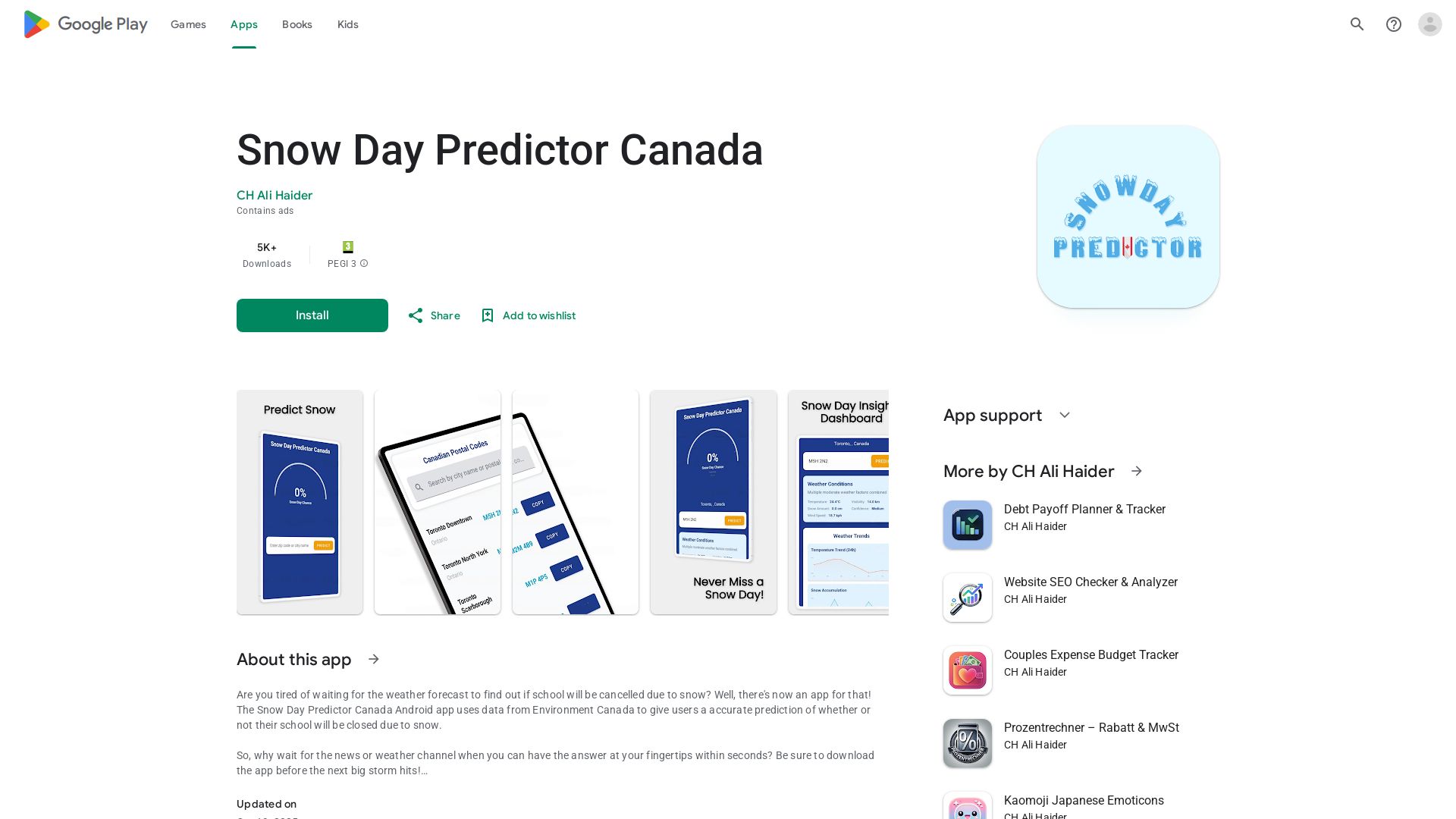 Snow Day Predictor Canada