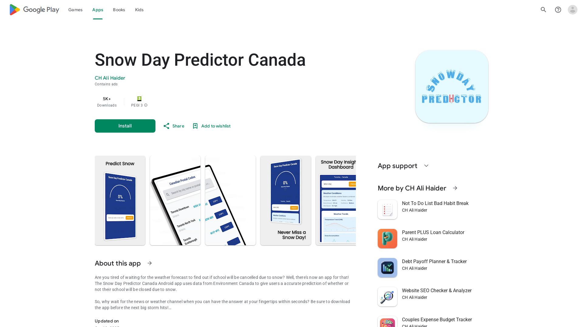Snow Day Predictor Canada