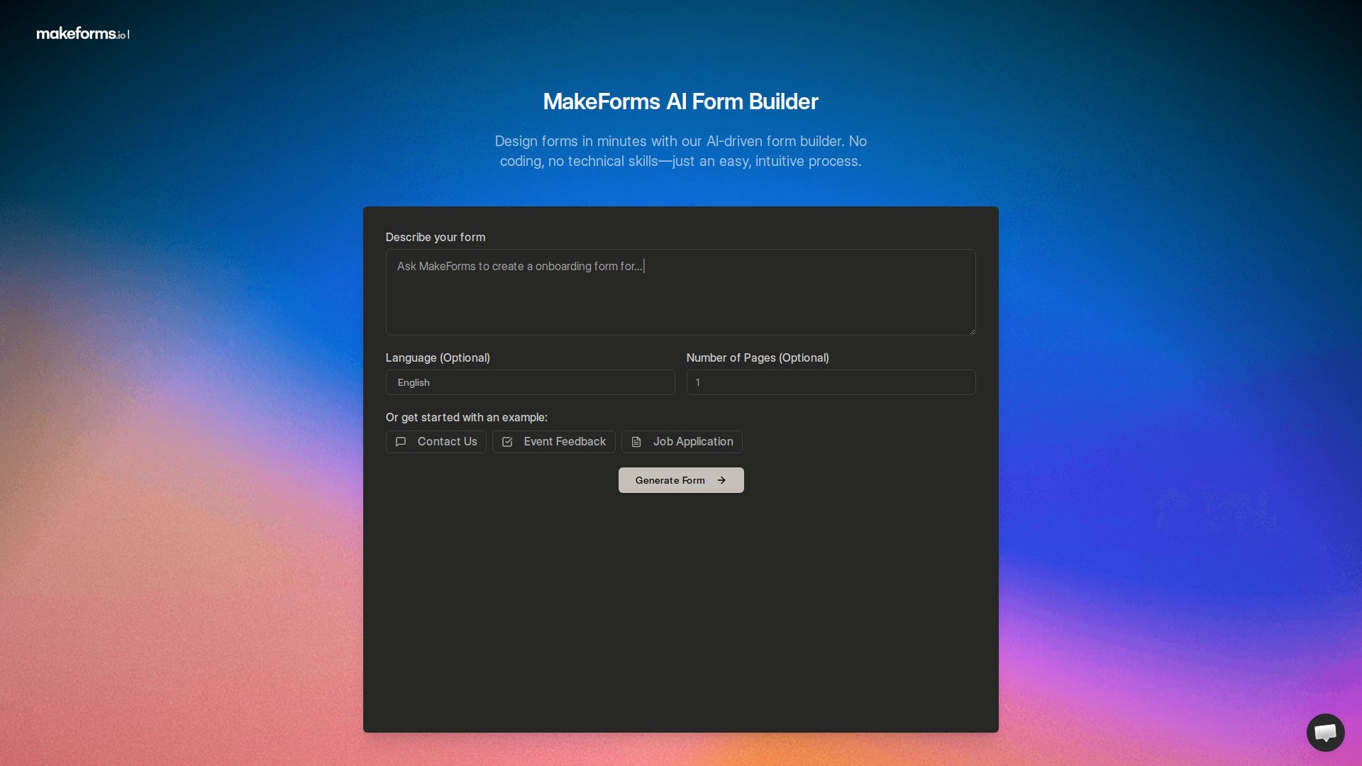 MakeForms’ AI Form Builder