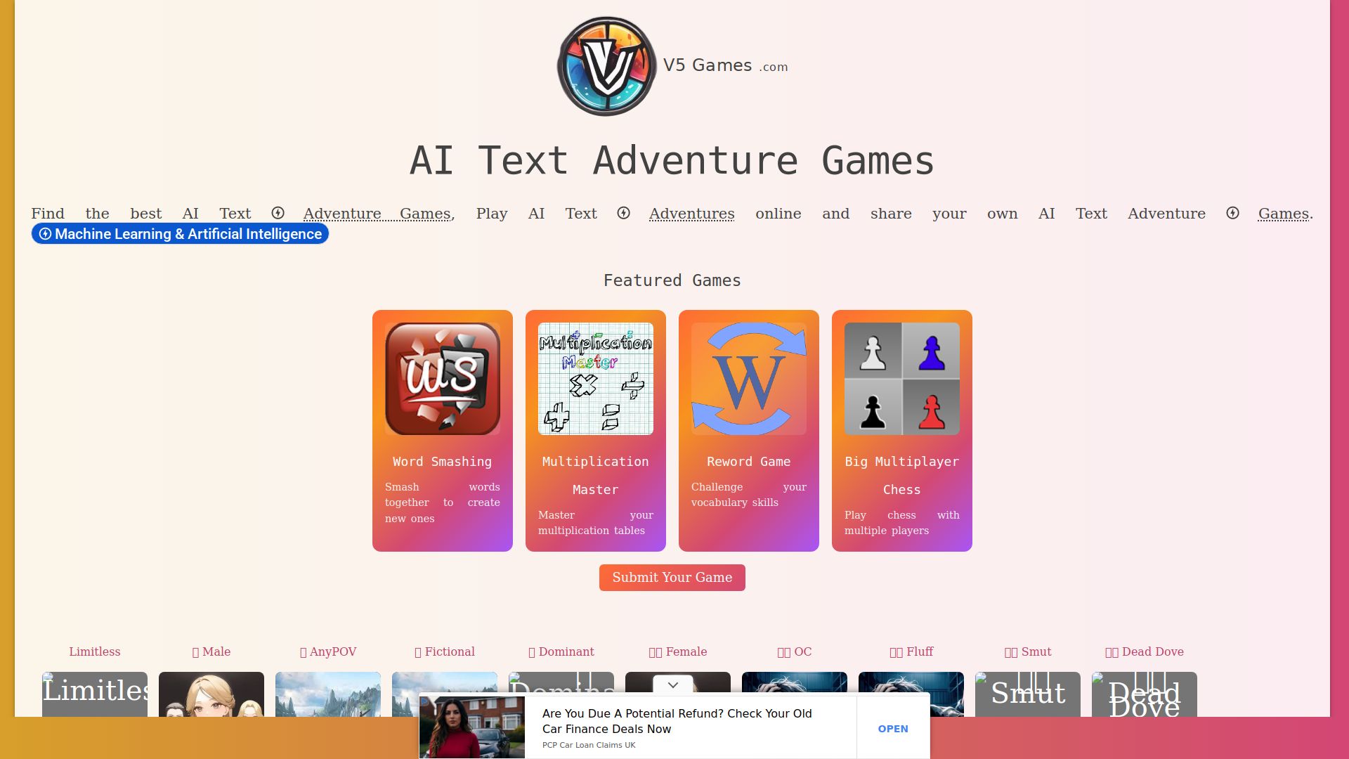 AI Text Adventures - V5 Games
