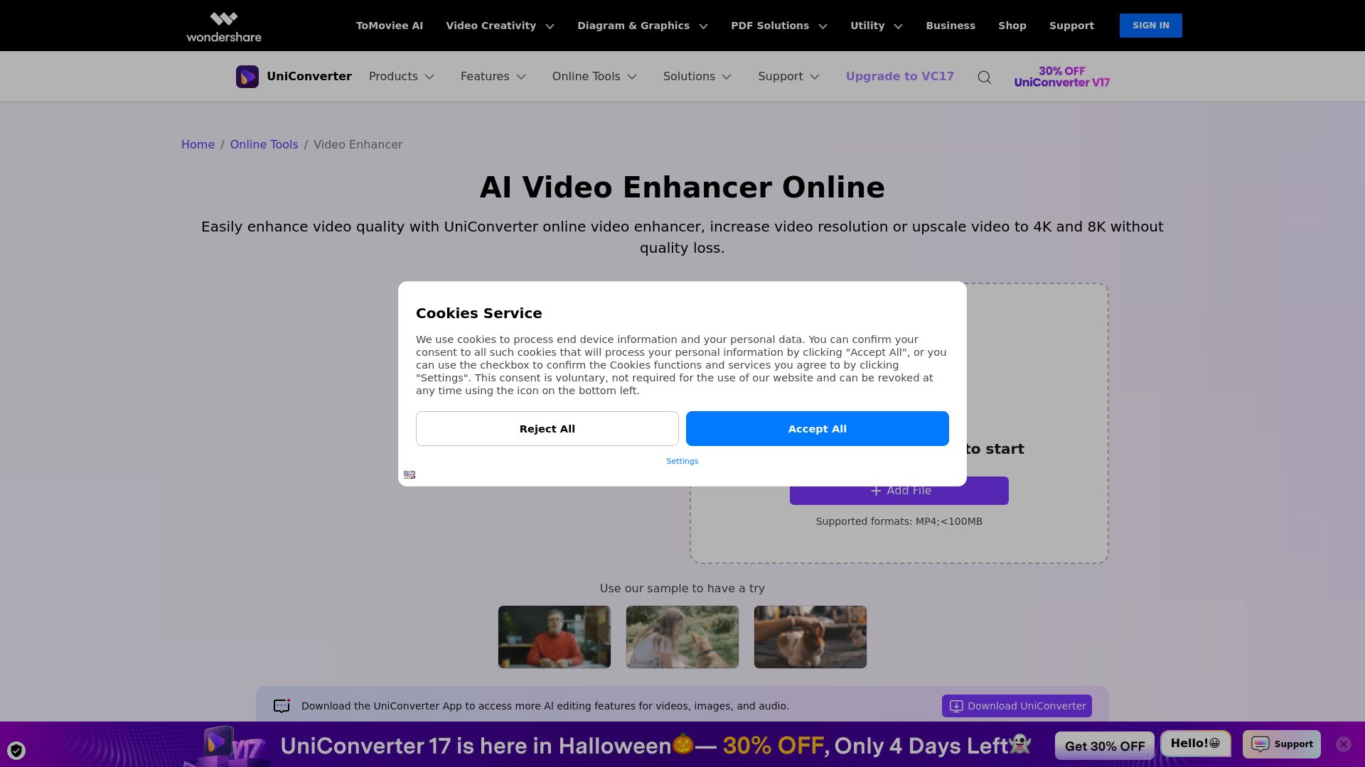 Uniconverter AI Video Enhancer