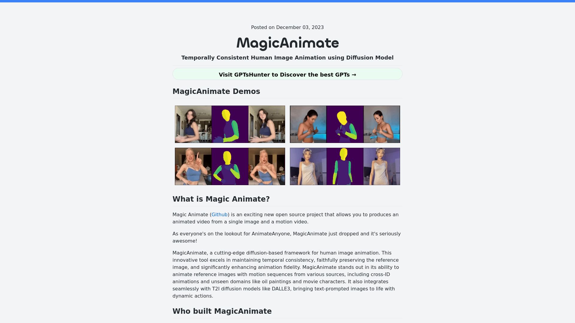 MagicAnimate Playground