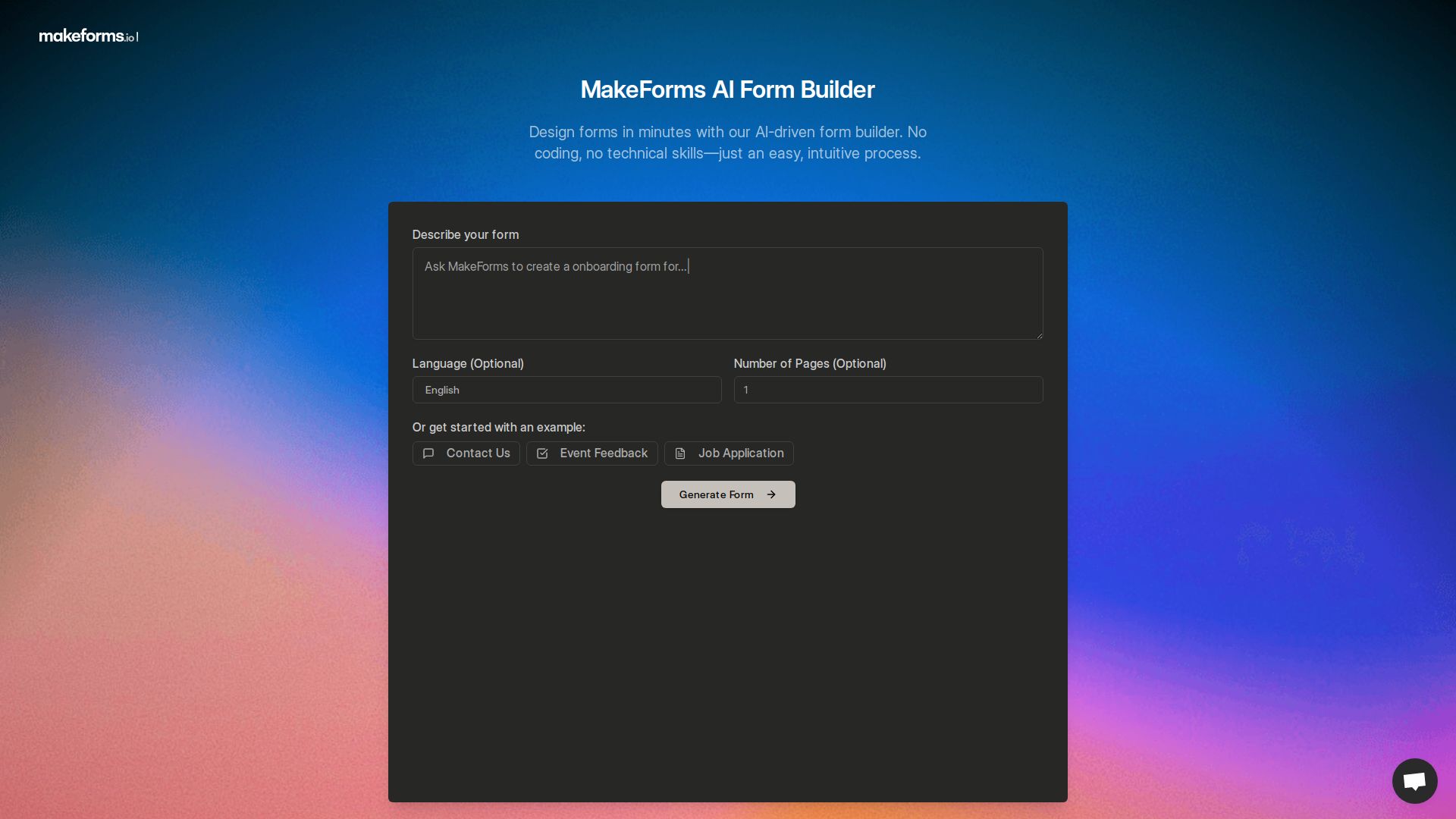 MakeForms’ AI Form Builder