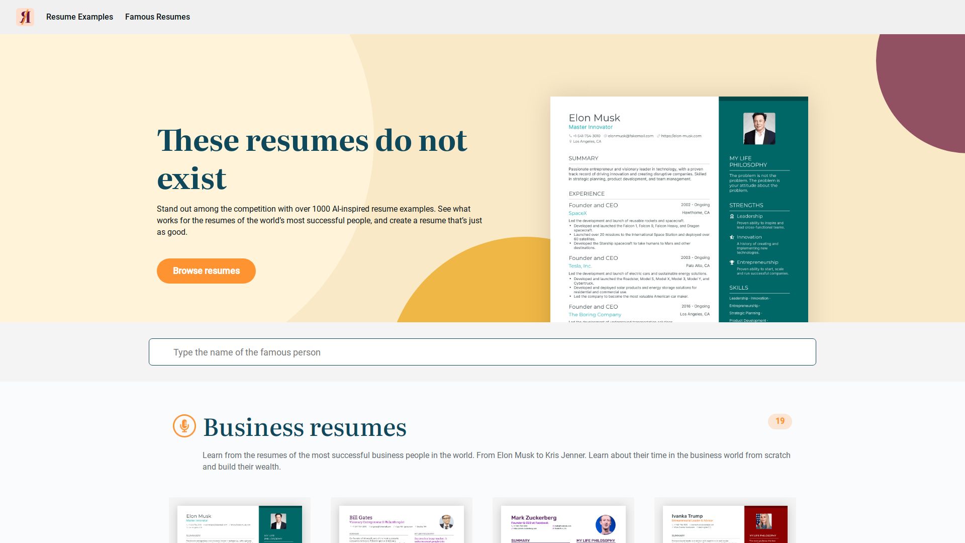 ChatGPT Famous Resumes