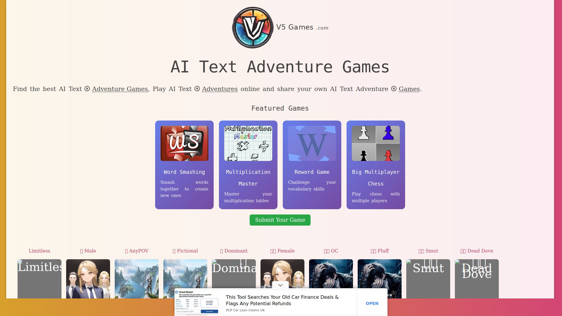 AI Text Adventures - V5 Games