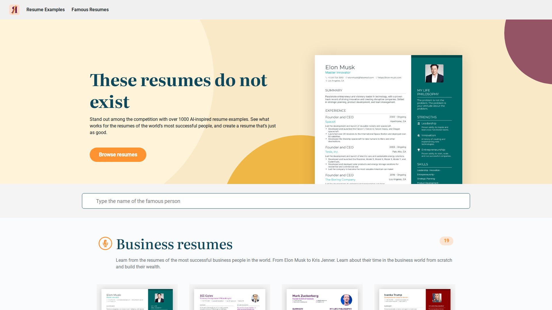 ChatGPT Famous Resumes