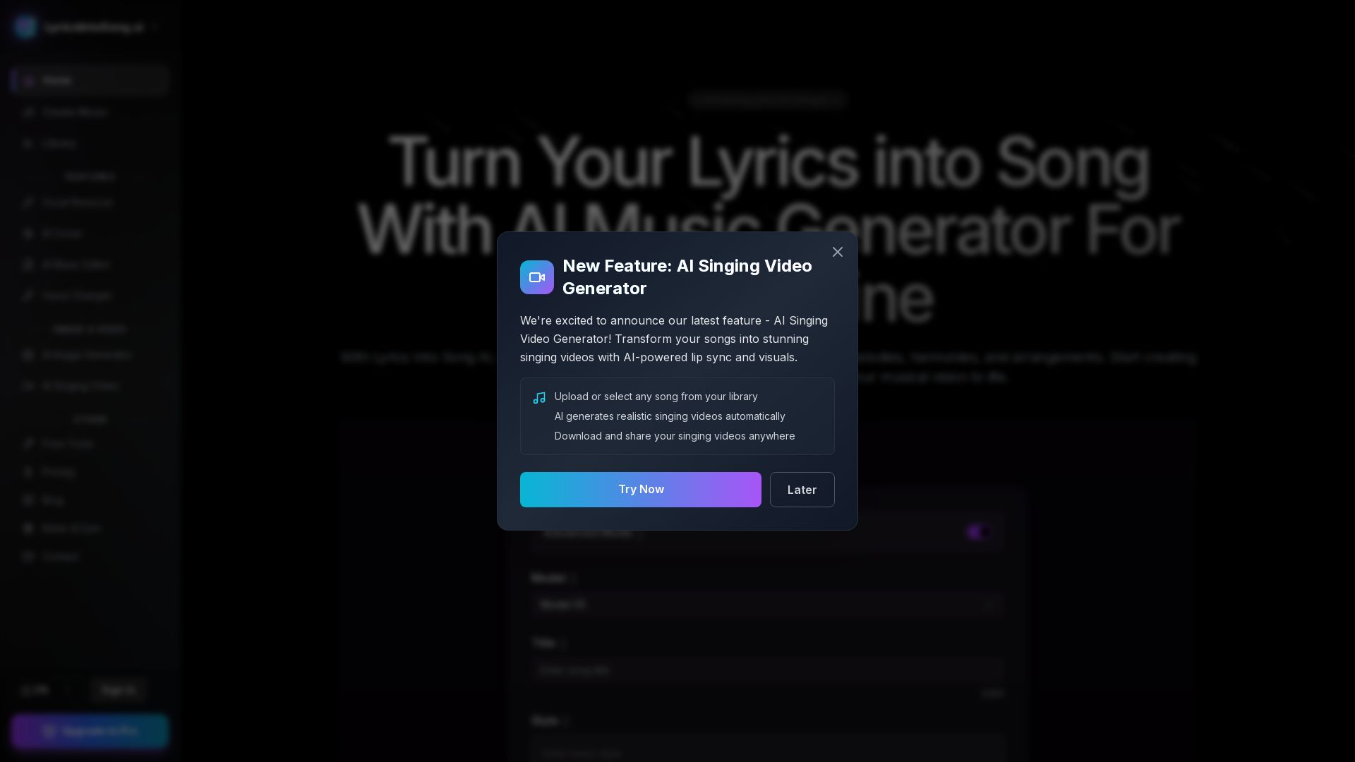 Lyrics Into Song AI