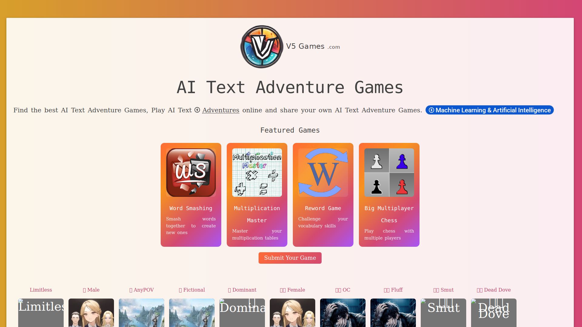 AI Text Adventures - V5 Games