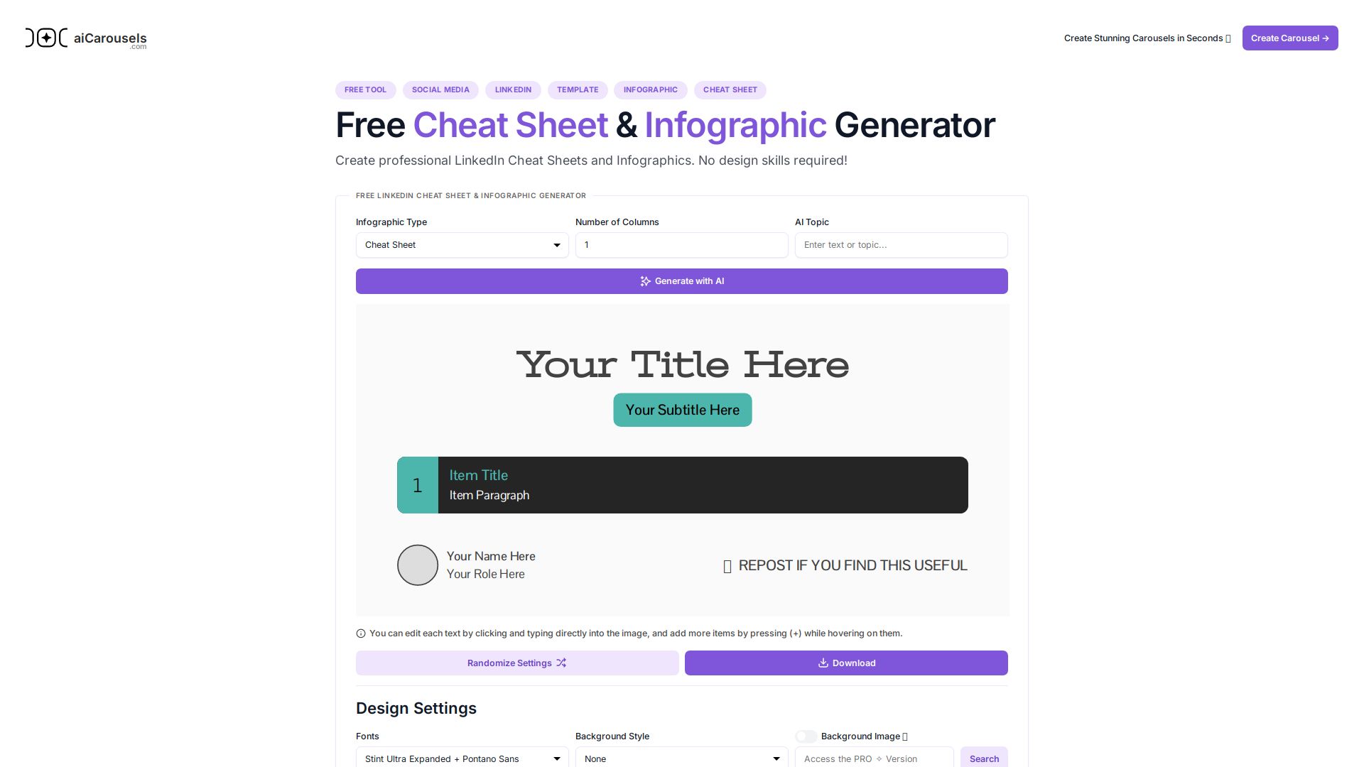 AI Cheat Sheet & Infographic Generator