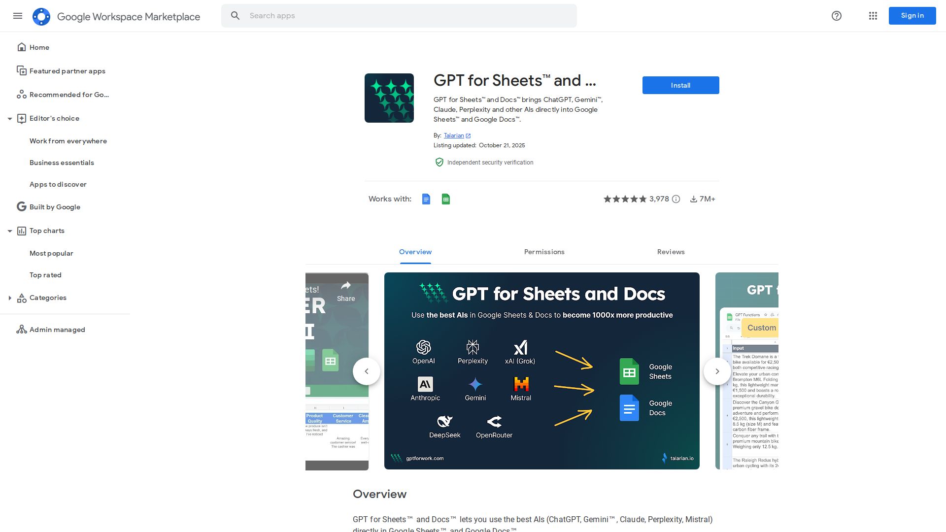 GPT for Sheets