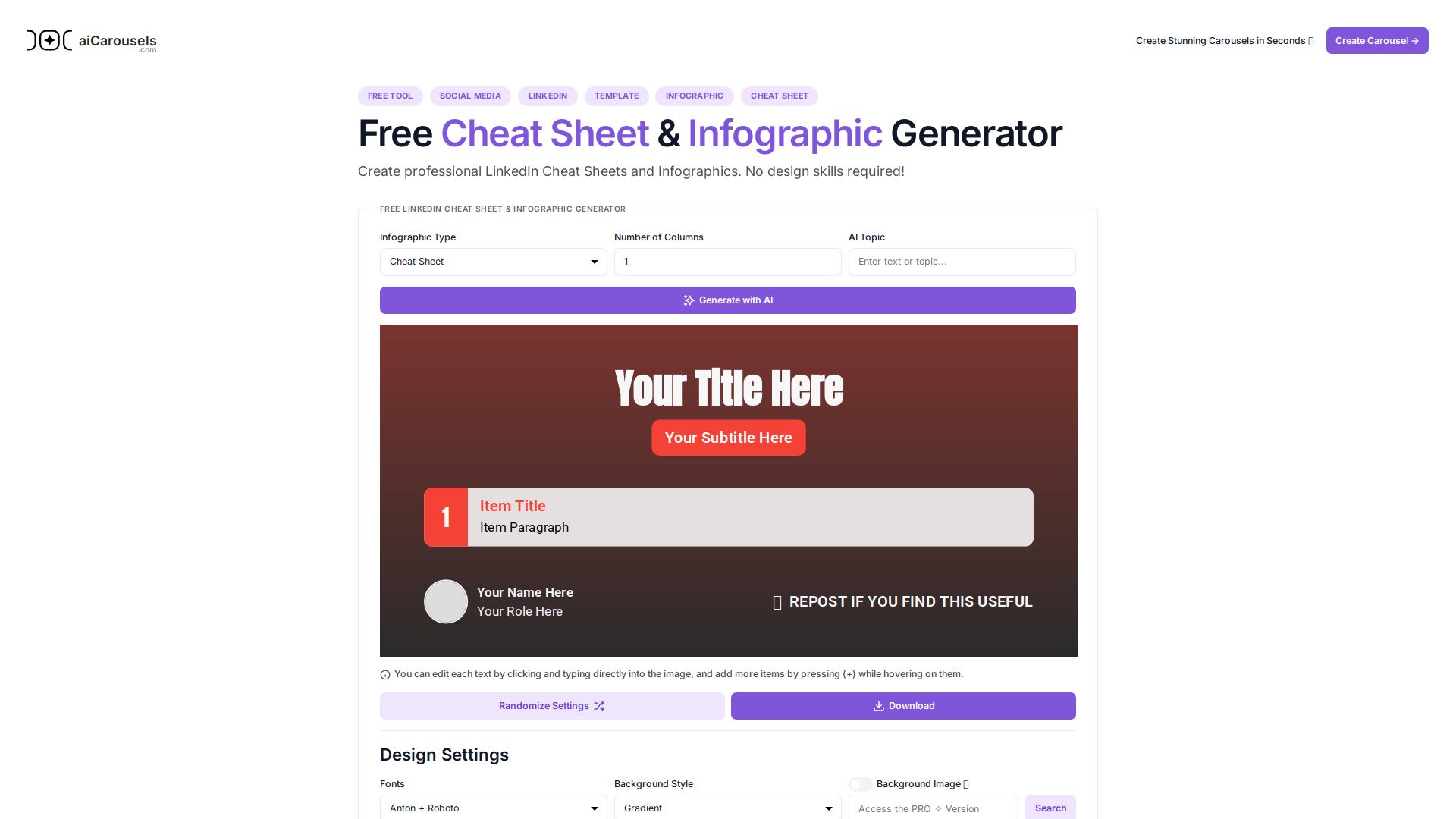 AI Cheat Sheet & Infographic Generator