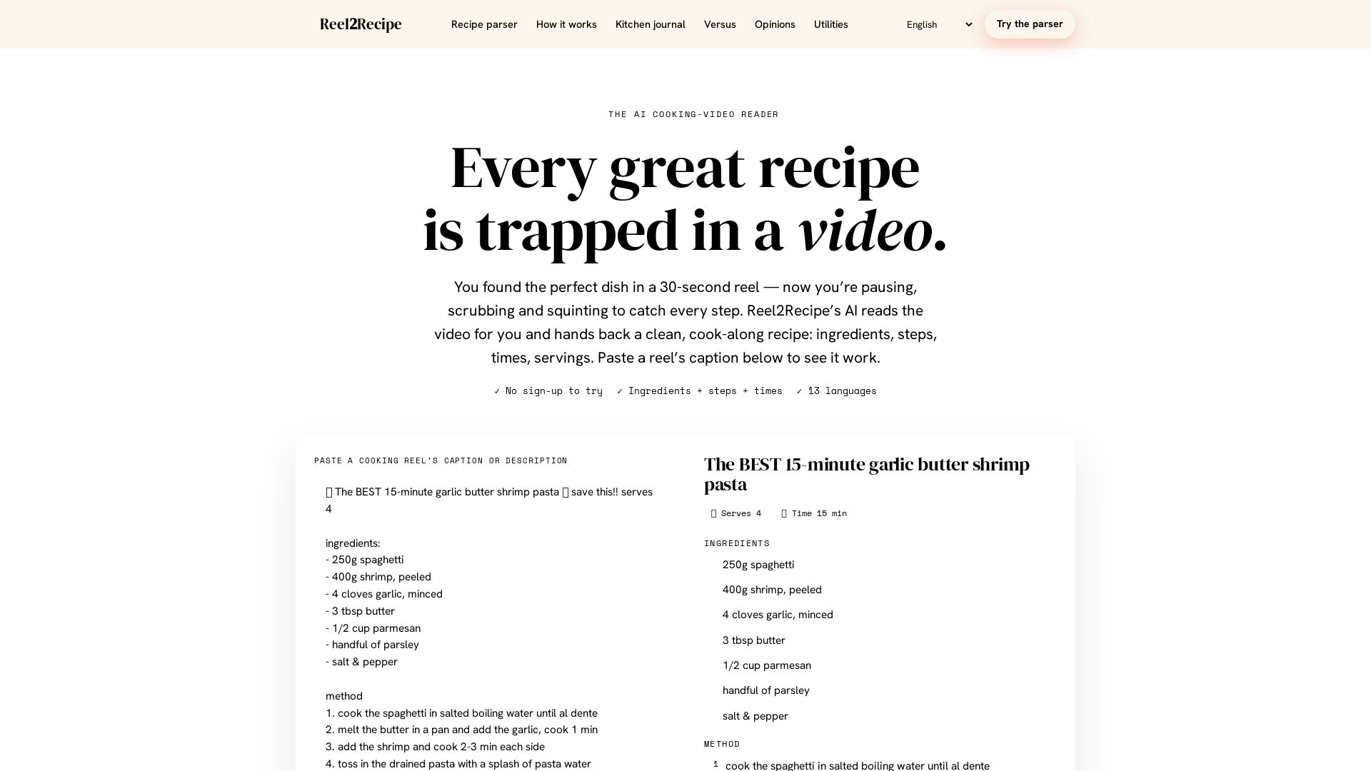 Reel2Recipe
