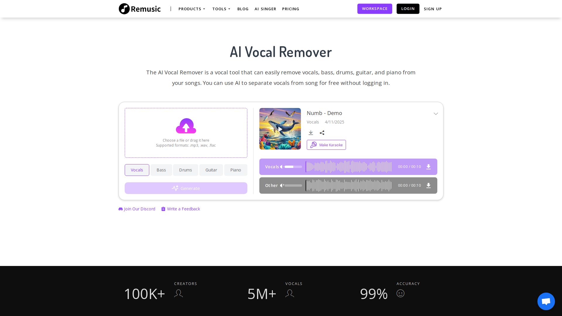 AI Vocal Remover
